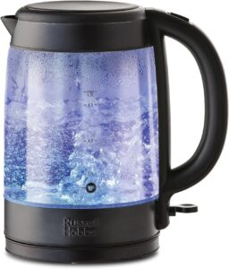 Russell Hobbs Electic Kettle [1.7L] Illuminated Glass Kettle Matte Black
